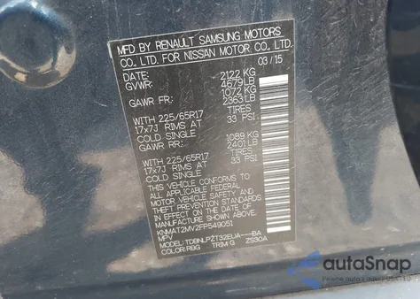 2015 Nissan Rogue S from USA, damaged, VIN KNMAT2MV2FP549051